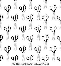 Patrón de tijeras para el envoltorio de tela textil ilustración vectorial dibujada a mano de papel