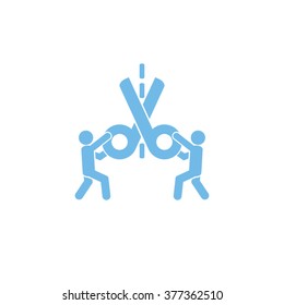 scissors and people vector illustration