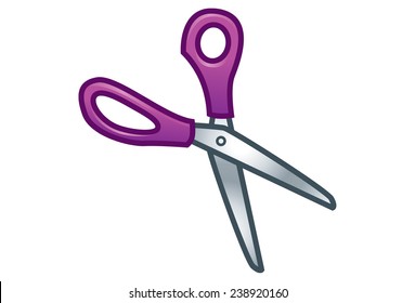 Scissors with purple handle
