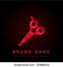 Scissors red chromium metallic logo