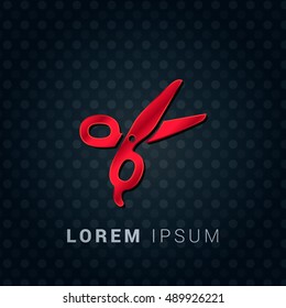 Scissors Red chromium precious metallic 3D Icon / Logo Design