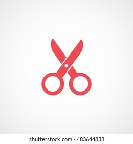 Scissors Red Flat Icon On White Background