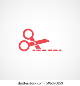 Scissors Red Flat Icon On White Background