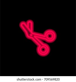 Scissors red glowing neon ui ux icon. Glowing sign logo vector
