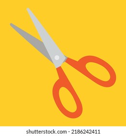 Scissors with red handle, illustration