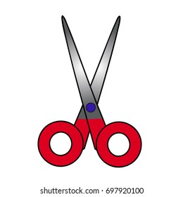 Scissors with a red handle, on a white background.vector