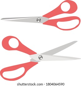 Scissors with red handles Opened and Closed
