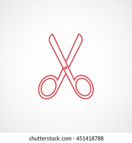 Scissors Red Line Icon On White Background