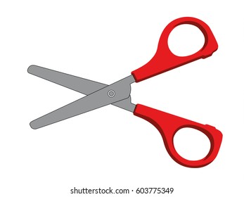 Scissors red realistic vector illustration isolated no background