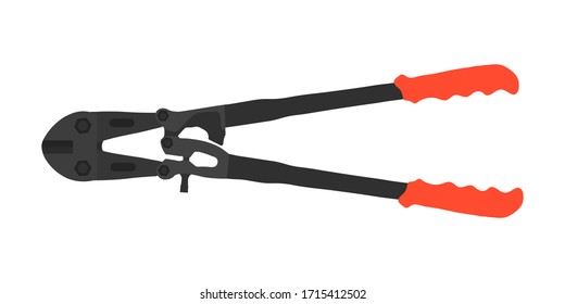Scissors for reinforcement bars tool vector flat illustration