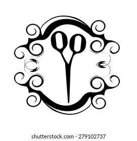 Scissors in retro frame