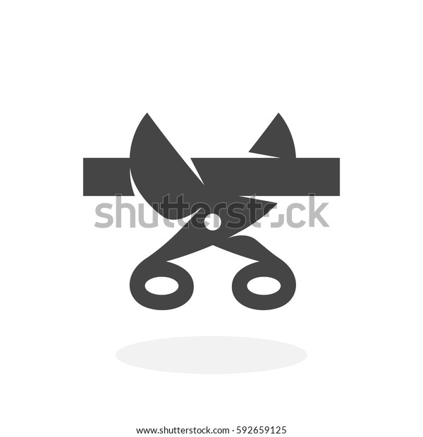 Scissors and\
ribbon icon illustration isolated on white background sign symbol.\
Scissors and ribbon vector logo. Presentation vector pictogram for\
web graphics - stock\
vector
