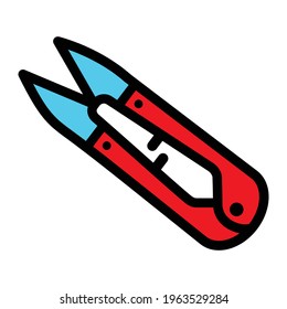 Scissors for ripping seams and trimming threads color icon. Dressmaking vector logo in simple style. Sign for mobile concept and web design.