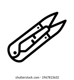 Scissors for ripping seams and trimming threads outline icon. Dressmaking line vector logo. Sign for mobile concept and web design.