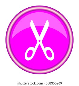 scissors round glossy pink silver metallic icon, modern design web element.