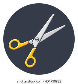 Scissors round icon.