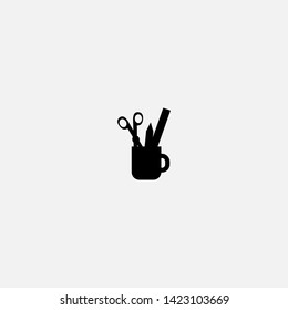 scissors ruler icon sign signifier vector