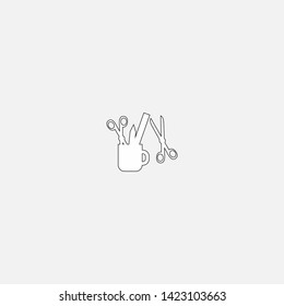 scissors rulerand pencil icon sign signifier vector