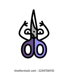 scissors school character color icon vector. scissors school character sign. isolated symbol illustration