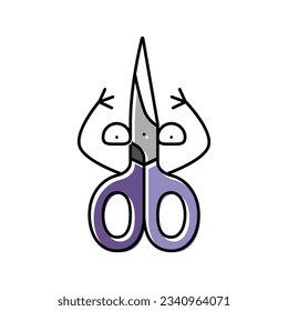 scissors school character color icon vector. scissors school character sign. isolated symbol illustration