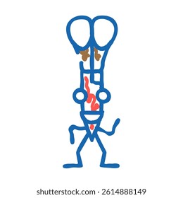 scissors school character doodle icon sketch vector. scissors school character sign. isolated symbol illustration