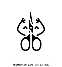 scissors school character glyph icon vector. scissors school character sign. isolated symbol illustration