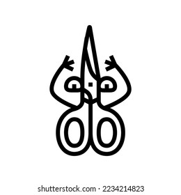 scissors school character line icon vector. scissors school character sign. isolated contour symbol black illustration