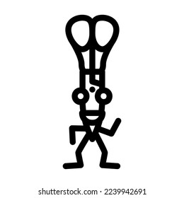 scissors school character line icon vector. scissors school character sign. isolated contour symbol black illustration