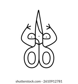 scissors school character line icon vector. scissors school character sign. isolated contour symbol black illustration