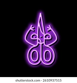 scissors school character neon light sign vector. scissors school character sign. isolated symbol illustration