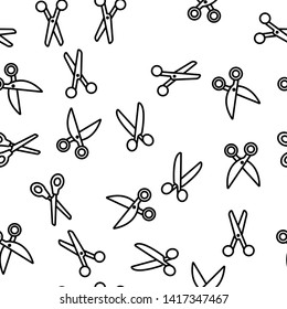 Scissors, School Stationery Vector Color Icons Seamless Pattern. Scissors With Plastic Handles Linear Symbols Pack. Office Supplies. Hairdresser Equipment, Gardening Tool Illustrations
