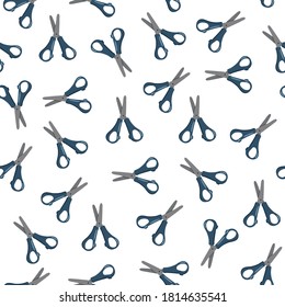 Schere nahtloses Muster. Nahtloses Muster mit Friseurschere. Nähhintergrund und Stoffdesign. Schleifpapier oder -gewebe