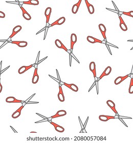 Scissors Seamless Pattern On A White Background. Scissors Theme Illustration