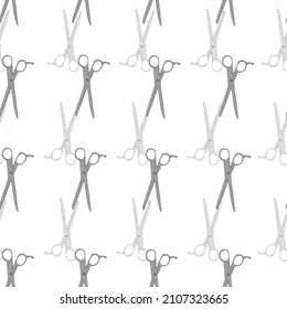 Scissors seamless pattern. Retro salon background . Repeated texture in doodle style for fabric, wrapping paper, wallpaper, tissue. Vector illustration.