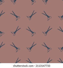 Scissors seamless pattern. Retro salon background . Repeated texture in doodle style for fabric, wrapping paper, wallpaper, tissue. Vector illustration.