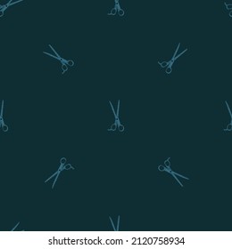 Scissors seamless pattern. Retro salon background . Repeated texture in doodle style for fabric, wrapping paper, wallpaper, tissue. Vector illustration.