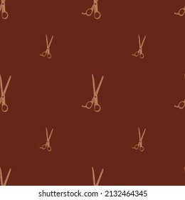 Scissors seamless pattern. Retro salon background . Repeated texture in doodle style for fabric, wrapping paper, wallpaper, tissue. Vector illustration.