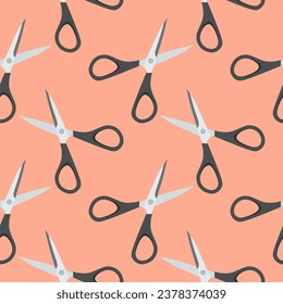 Scissors seamless pattern vector illustration. Barber shop or tailor theme in vintage colors. Seamless pattern with hairdressing scissors. Sewing background and cloth design.