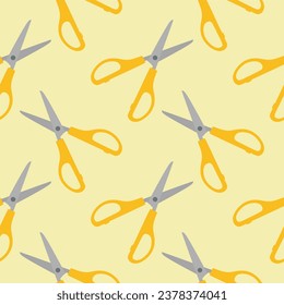 Scissors seamless pattern vector illustration. Barber shop or tailor theme in vintage colors. Seamless pattern with hairdressing scissors. Sewing background and cloth design.