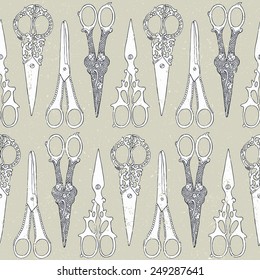 Scissors seamless pattern. Vector illustration.