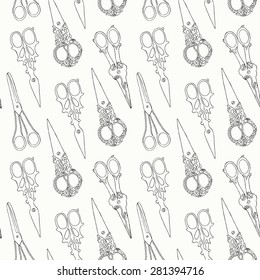 Scissors seamless pattern. Vector illustration.
