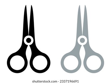 Tijeras. Conjunto de iconos negros y grises. Clipart vector aislado en fondo blanco.