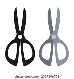 Scissors. Set of black and gray icons. Vector clipart isolated on white background.