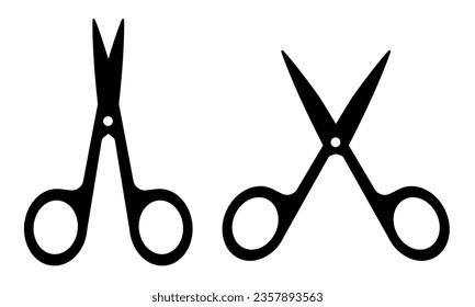 Scissors. Set of black icons. Vector clipart isolated on white background.