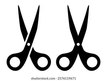 Scissors. Set of black icons. Vector clipart isolated on white background.
