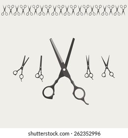 scissors set with decorative element, barber tools 