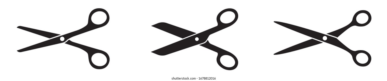 Scissors set. Flat icon style. Collection scissors black on white background. - stock vector.