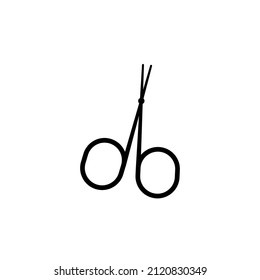 Scissors set. Flat icon style. Collection scissors black on white background.