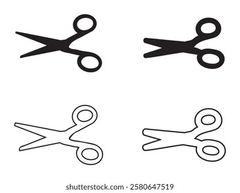 Scissors set icon. Collection scissors black on white background. Vector illustration