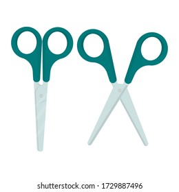 Scissors set isolated on white background stock vector illustration. Graphic clipart, equipment, open and closed metal utensil, element in flat style.